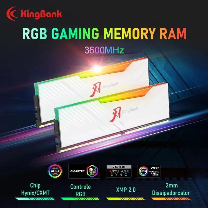Kingbank RGB ޸ , ũž  ǻ ޸ ޸, RGB Ʈ Ʈ ˰ ̴н, DDR4, 3600mhz, 8GB x 2, 16GB x 2